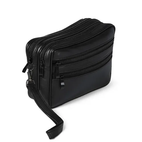 Herren Handgelenktasche Echtleder Dokumententasche Geldbörse Bag Reißverschluss