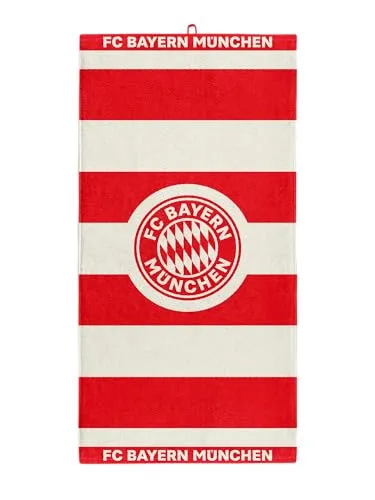 FC Bayern München Badetuch 180 x 90 cm - Sportfan Badehandtücher mit gewebtem Logo, ideal für Fans des Rekordmeisters in Rot-Weiß. Original FC Bayern München Fanartikel aus hochwertiger Baumwolle.