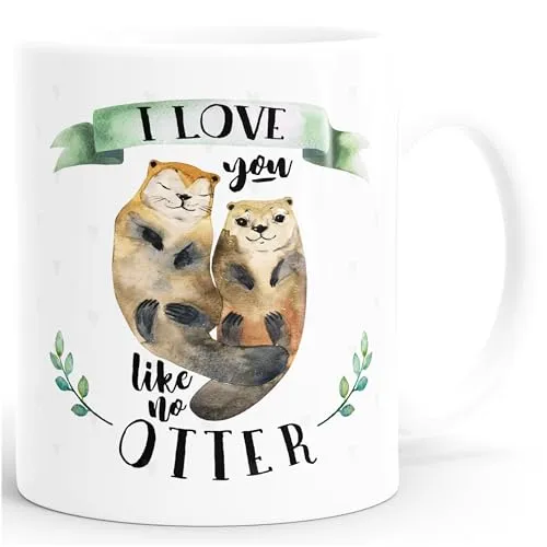 MoonWorks Kaffee-Tasse Otter Pärchen I Love You Like no Otter Geschenk Liebe Spruch Kaffeetasse Teetasse Keramiktasse einfarbig weiß Unisize