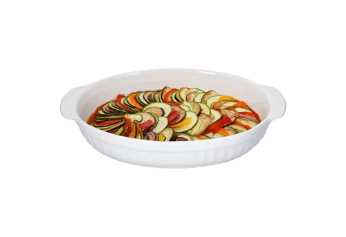 MamboCat Auflaufform Arte Regal Auflaufform Nr. 01 weiß oval mit Henkel groß - 03845, Steingut