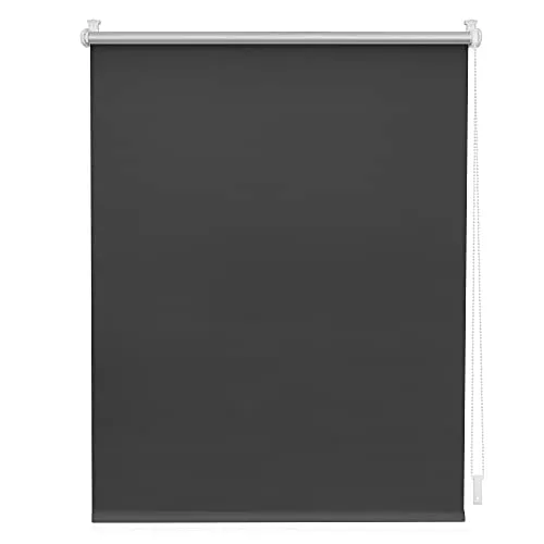 Lichtblick Thermorollo ohne Bohren, Anthrazit, B45 x H150 cm - Praktisches Verdunklungsrollo zur einfachen Montage ohne Bohren. Ideal für Fenster und Türen, bietet 100% Verdunklung und effektiven Hitzeschutz. Pflegeleichter Stoff, der UV-beständig ist.