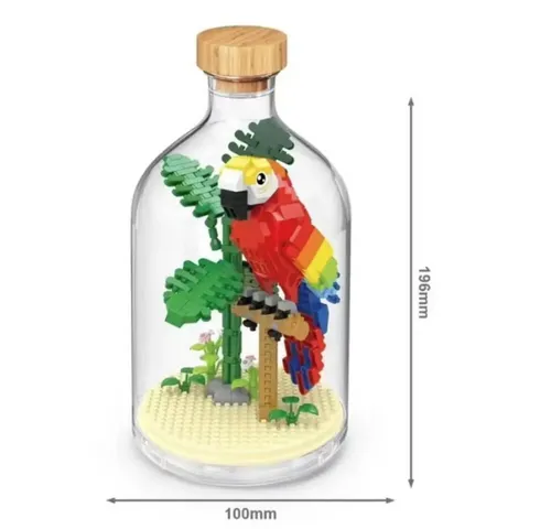 Tinisu Papagei Bausteine Modell Figur Klemmbausteine Flasche Micro-Bricks Konstruktions-Spielset