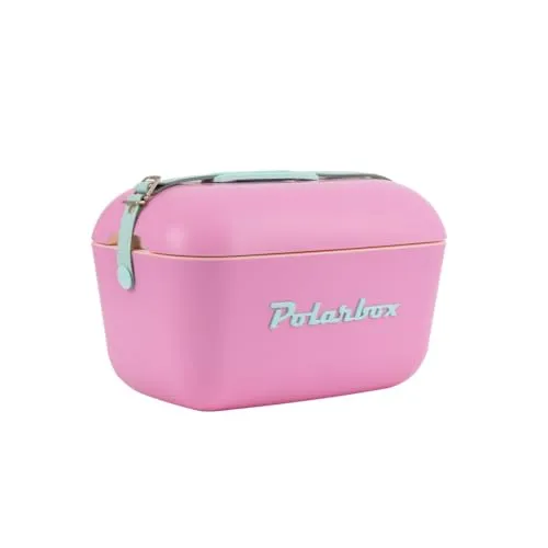 Kreher® Kühlbox Passive Kühlbox Kühltaschen Polar in Retro Vintage Design aus Kunststoff mit polystyrol (Airpop) thermische Isolierung (Candy Pink, 12 L)