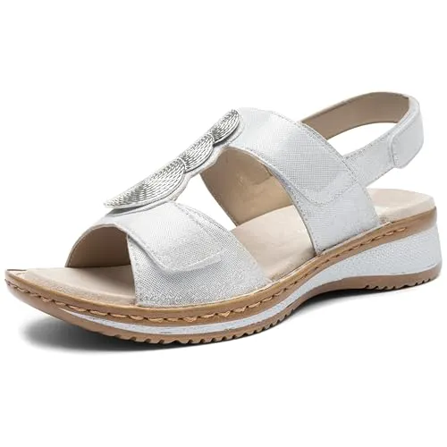 Ara HAWAII Sandale - Bequemer Sommerschuh mit Keilabsatz in Weiß - Wanderschuhe in Größe 38 EU, Bequemweite G für extra Komfort, elegantes Veloursleder-Obermaterial und 4 cm Keilabsatz für stilvolle Sommerausflüge.