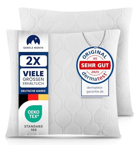 Gentle North Kopfkissen 2er Set - 80x80 cm, waschbar und anpassbar - Kissen, 2er Set 80x80 cm, Ökotex-zertifiziert, waschbar bis 60°, anpassbare Füllmenge für individuellen Komfort, ideal als Bett- oder Dekokissen.