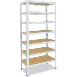 shelfplaza HOME Schwerlastregal 200x50x30 cm in Weiß mit 7 Böden - Das shelfplaza HOME Schwerlastregal bietet mit 7 Böden eine Traglast von bis zu 125 kg pro Boden. Ideal für Gewerbe- und Lagerzwecke, einfach ohne Schrauben aufzubauen und vielseitig einsetzbar.