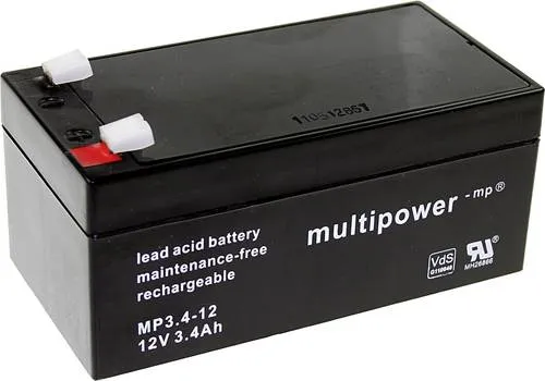Produktbild Multipower PB-12-3,4-4,8 MP3,4-12 Bleiakku 12V 3.4Ah Blei-Vlies (AGM) (B x H x T) 134 x 66.5 x 67mm Flachstecker 4.8mm