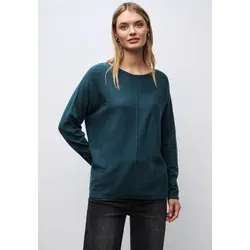 Rundhalspullover STREET ONE, Damen, Gr. 34, tide blau, Stoff, 30% Polyester, 29% Polyacryl, 21% Viskose, 20% Nylon, unifarben, normal normal, U-Boot-Ausschnitt, Rollsaum, Pullover Rundhalspullover, aus Feinstrick