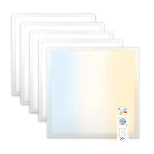 Xtend EcoLight 5x LED Panel 62x62cm 3000K-4000K-6000K dimmbar Fernbedienung 4000lm 40W Deckenleuchte Slim Alu Netzteil PLs3.0