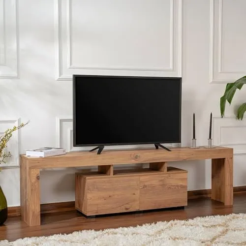 Dmora TV-Möbel Govone 180x31,3x50 cm Braun 2 Böden 3 Fächer