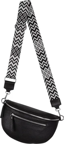 Bauchtasche Crossbody-Bag Umhängetasche Kunstleder Italy-Design BLACK (955)
