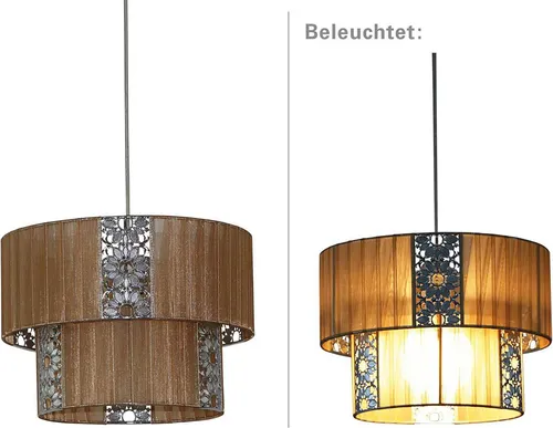 Näve Stoff Pendelleuchte Cappuccino 7048814 - Elegante Pendelleuchte im Retro-Stil, ideal für Esstische und Kücheninseln. Mit einem Durchmesser von 30 cm und einer Gesamtlänge von 80 cm sorgt sie für ein stilvolles Licht und eine einladende Atmosphäre.