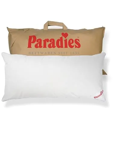 Paradies 3-Kammer-Kopfkissen Abbie Bio - Kissen mit 3 Kammern für optimale Unterstützung und Komfort, gefüllt mit 90% Daunen und 10% Federn, Bezug aus 100% Bio-Baumwolle, schadstoffgeprüft und bei 40° C waschbar.
