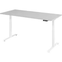 bümö elektrisch höhenverstellbarer Schreibtisch - Ergonomischer Kinderschreibtisch in Grau und Weiß, stufenlos höhenverstellbar von 64,5 cm bis 129,5 cm für komfortables Arbeiten und Spielen, ideal für das Arbeitszimmer.