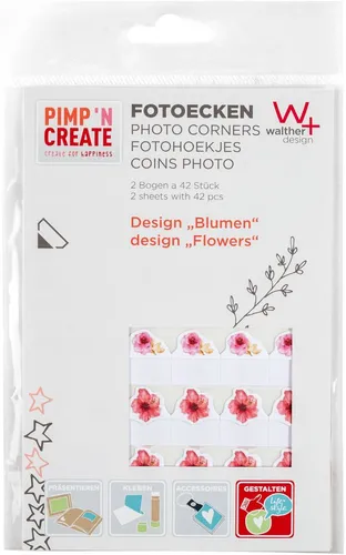Walther Fotoecken PIMP AND CREATE Blumen 2 Bogen a 42 Stück