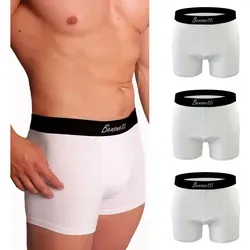 Benonetti Boxershorts weich, langlebig & atmungsaktiv, kein Aufrollen (3 Paar, 3-St., Packung, 3er-Pack) Mit Komfortbund und Logo, ohne kratzenden Zettel weiß L