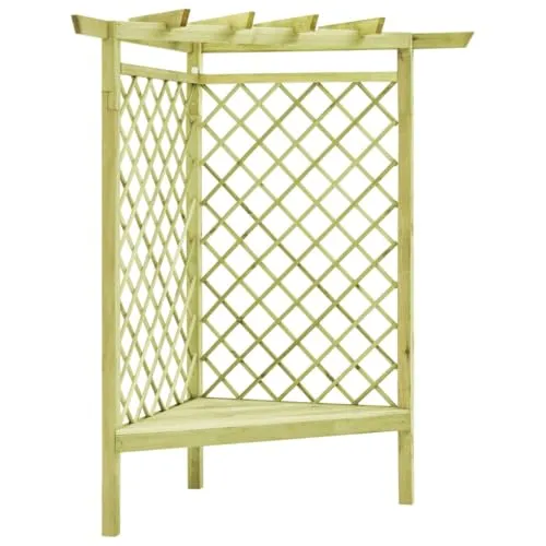 vidaXL Eckpergola aus imprägniertem Kiefernholz mit Bank - Stabile Gartenpergola als Rankhilfe für Kletterpflanzen und gemütliche Sitzgelegenheit, aus robustem, wasserabweisendem Kiefernholz gefertigt.