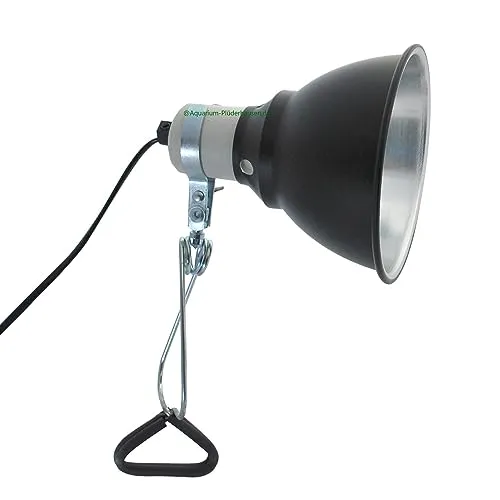 AQUARIUM-PLÜDERHAUSEN Terrarium Reflektor-Klemmlampe, Lampenschirm mit Keramiksockel E27,bis 100W,Ø 150mm Lampenfassung