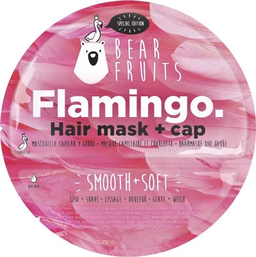 Bear Fruits Haarmaske - Flamingo 10er-Pack - Haarkuren mit Aloe Vera und Arganöl für weiches, glänzendes Haar. Die pflegende Haube im Flamingo-Design sorgt für bis zu 30 Minuten intensive Pflege.