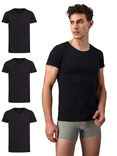 Burnell & Son Herren T-Shirt 3er Pack - Stretch Baumwolle Schwarz XXL - T-Shirts für Herren, atmungsaktiv und super weich, ideal als Unterziehshirt oder für den Alltag. Hohe Langlebigkeit durch hohen Baumwollanteil und perfekte Passform dank Elasthan.