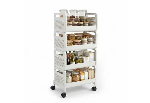 Sekey Küchenwagen Rollwagen 25 cm breit – Flexibler Servierwagen mit Rollen