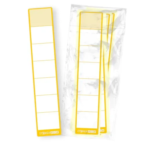 itenga 10x Ordneretiketten SCHMAL Ordnerrückenschild für schmale Ordner I Aufkleber für Ordnerrücken selbstklebend aus Haftpapier 3,6x19cm (gelb)