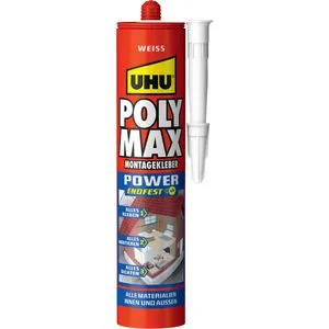 UHU Montagekleber 47820 POLY MAX POWER, 425g - Klebstoffe, wasserfest und flexibel, ideal für alle Materialien und Oberflächen – für Innen- und Außenanwendungen geeignet.