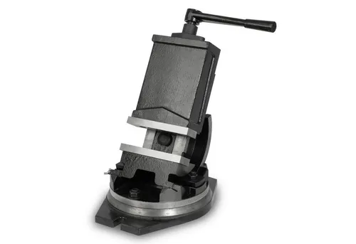 EBERTH drehbarer & kippbarer Maschinenschraubstock - Schraubstock aus Stahlguss mit 125mm Spannbreite, ideal für präzise Bohr- und Fräsarbeiten. 360° drehbar und 90° kippbar für maximale Flexibilität in der Werkstatt.