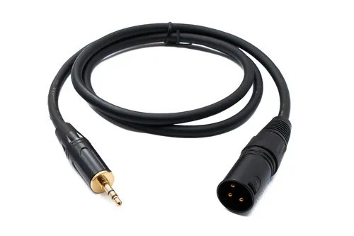 Produktbild SYSTEM-S Audio XLR Kabel 100 cm 3 polig Stecker zu Klinke AUX 3,5 mm 3 polig