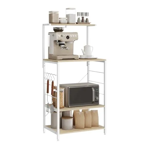 WOLTU Küchenregal Standregal Mikrowellenhalter - Standregal im Retro-Stil, ideal für die Küche mit 4 Ebenen und 70 kg Tragkraft, robust und vielseitig einsetzbar für jeden Raum.