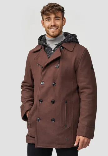 Indicode Kurzmantel Cliff blau S (48) - Funktionsjacke aus 50% Wolle und 40% Polyester, ideal für lässige Outfits und die Übergangszeit, mit Stehkragen für zusätzlichen Komfort.