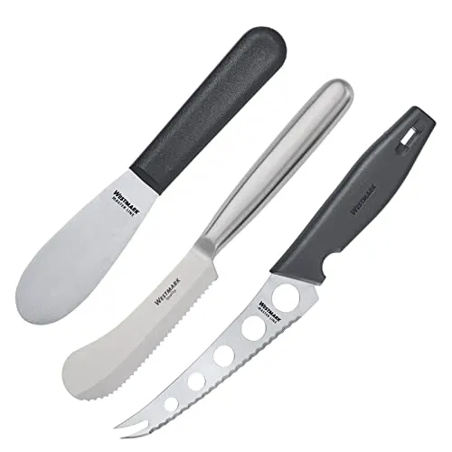 Westmark Frühstücks-Set 3-tlg.: Käse-/Butter-/Frühstücksmesser, Rostfreier Edelstahl/Kunststoff, Silber/Schwarz, 135922E6