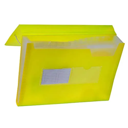 Tetis Gelb Fächermappe DIN A4 aus PP mit 13 Fächern erweiterbare Ordnungsmappe Klappmappe Papier-Ordner Sammelmappe Gummizugmappe Eckspanner-Mappe PP A4 Plastik Akkordeon-Dokumenten-Organizer