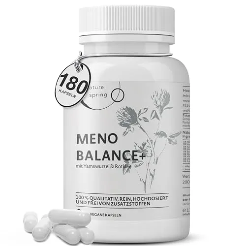Meno Balance+ Kapseln für Frauen ab 50 | Mit Yamswurzel & Rotklee | 180 vegane Kapseln