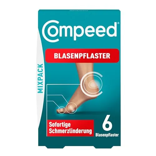 Compeed Blasenpflaster Mixpack - Hydrokolloid-Pflaster in verschiedenen Größen - gegen Blasen an Fersen, Zehen und für kleine Blasen, 6 Pflaster