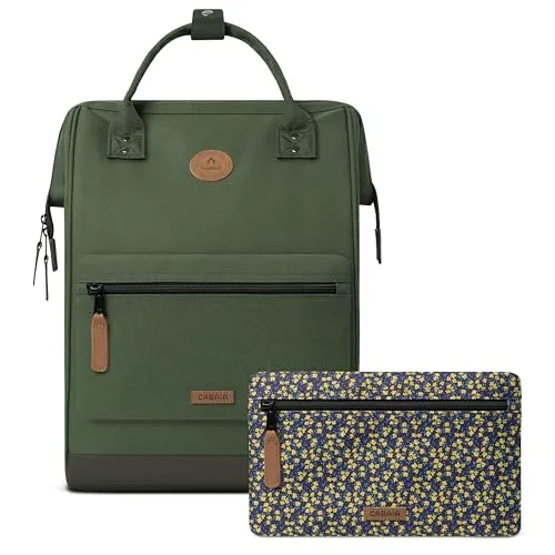 Cabaïa Rucksack ADVENTURER MAXI - Grün, Größe L - Rucksäcke mit 26L Volumen, ausgestattet mit einem diebstahlsicheren System, atmungsaktiven Trägern und veganen, öko-verantwortlichen Materialien für jedes Abenteuer.