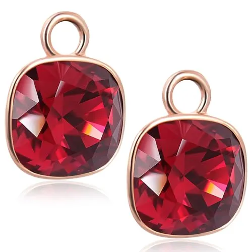 Rosegold Charm Anhänger 2 Stück 925 Sterling Silber Rot Markenkristalle NOBEL SCHMUCK