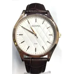Adora Design Damenuhr AT5156 - Elegante Adora Design Quarzuhr AT5156 mit braunem Lederband und rose vergoldetem Gehäuse. 5 bar wasserdicht und mit robustem Mineralglas – ideal für jeden Anlass.