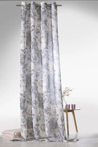 Weckbrodt Vorhang Charlotte, Ösen - Halbtransparente Gardine in floralem Design - Fertiggardinen aus 100% Polyester, pflegeleicht und lichtbeständig. Ideal für eine stilvolle Fensterdekoration mit blumigem Motiv.