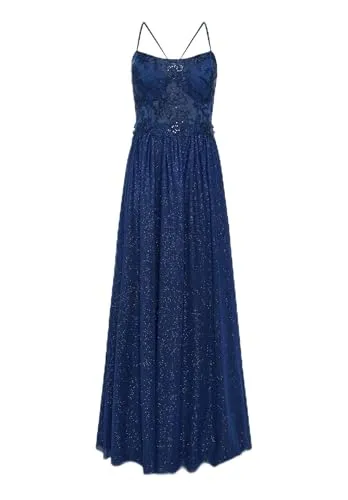 Produktbild Vera Mont Damen Abendkleid im Glitzer-Look 34, Dunkelblau/Grau