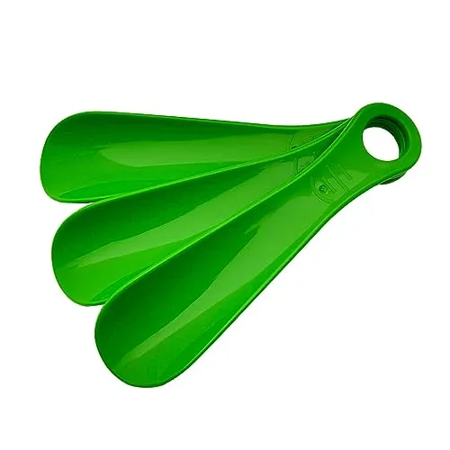 TelMo 3er Schuhlöffel Set | Grün | Schuhanzieher aus Kunststoff, ca.18cm, aus Deutschland