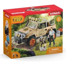 schleich WILD LIFE 42410 - Realistischer Schimpanse mit Jeep und Ranger, 16-teiliges Spielset für grenzenlosen Spielspaß und Abenteuer mit Tieren