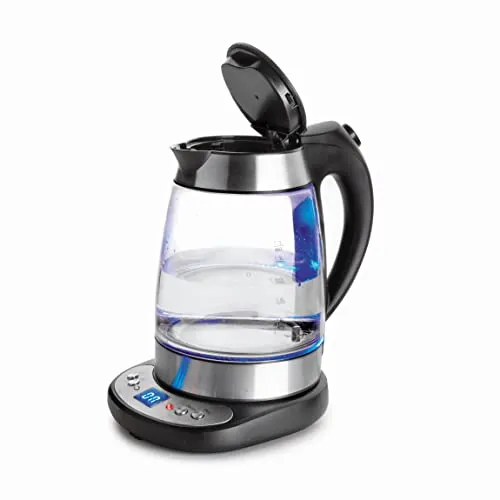 LACOR 69292 Elektrischer Wasserkocher Glas 1,7 l - 2200 W, mit Abschaltautomatik und einstellbarer Temperatur für perfekten Teegenuss