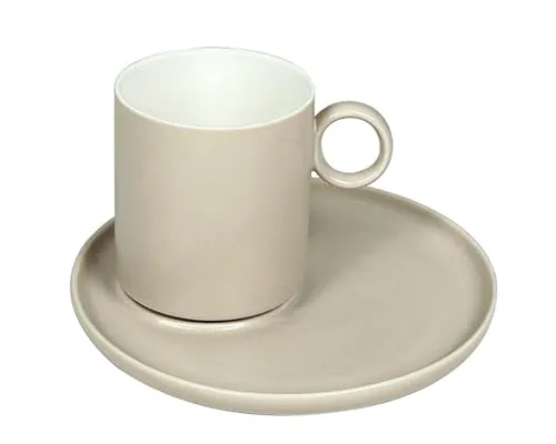 Elegante Kaffeetassen 12-teilig aus Porzellan - 220 ml Taupe - Thermobehälter, hochwertiges und langlebiges Porzellan, spülmaschinengeeignet für einfache Reinigung und ideal für Kaffee, Tee und andere Heißgetränke.