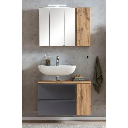 VASTO-03-GREY Badezimmer Set mit LED Beleuchtung