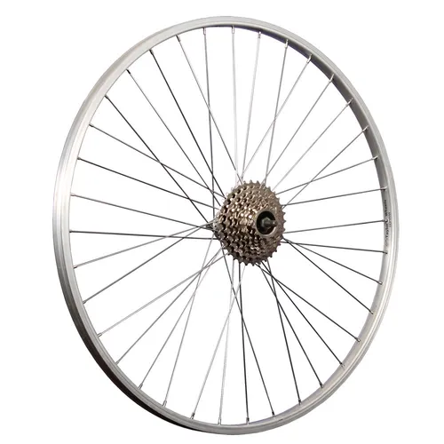 Zoll Fahrrad Hinterrad Laufrad Aluminiumfelge mit 8 fach Zahnkranz Set silber 28