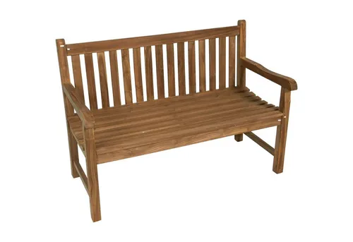 Lesli Living Gartenbank 2 Sitzer aus Teak Holz - Wetterfest und Tragkraft 120 kg - Gartenbank für Terrasse und Balkon, aus strapazierfähigem Teakholz, zeitloses Design, einfach montierbar und pflegeleicht.