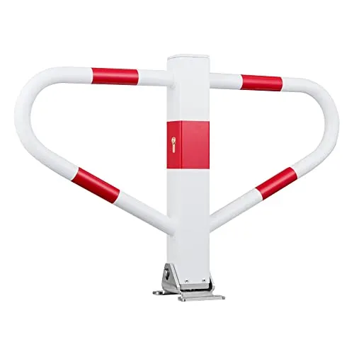 ROBUSTO Parkplatzsicherung, verschiedenschl., r/w, aufdübeln, Stahl, 75 x 50 cm, Art.-Nr. 608225 | Parkplatzsperre klappbar | Parkplatz-Absperrung | Parkbügel