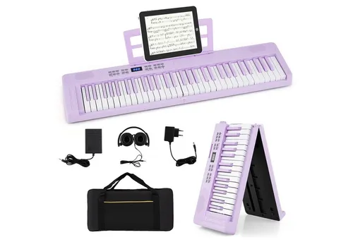 COSTWAY Home-Keyboard (1-St), 61-Tasten Klavierkeyboard, Digitalpiano mit Tragetasche, faltbar
