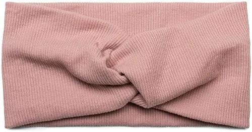 styleBREAKER Damen Haarband mit Twist Knoten in Feinripp Optik | Weiches Stirnband für Sport und Alltag | One Size elastisch, Farbe:Altrose